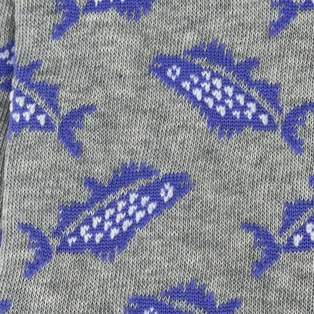 Cremieux Plaid Polka Dot Fish Knee Crew Sock Lot Mens 6-12.5 Purple Gray Easter - Picture 3 of 5